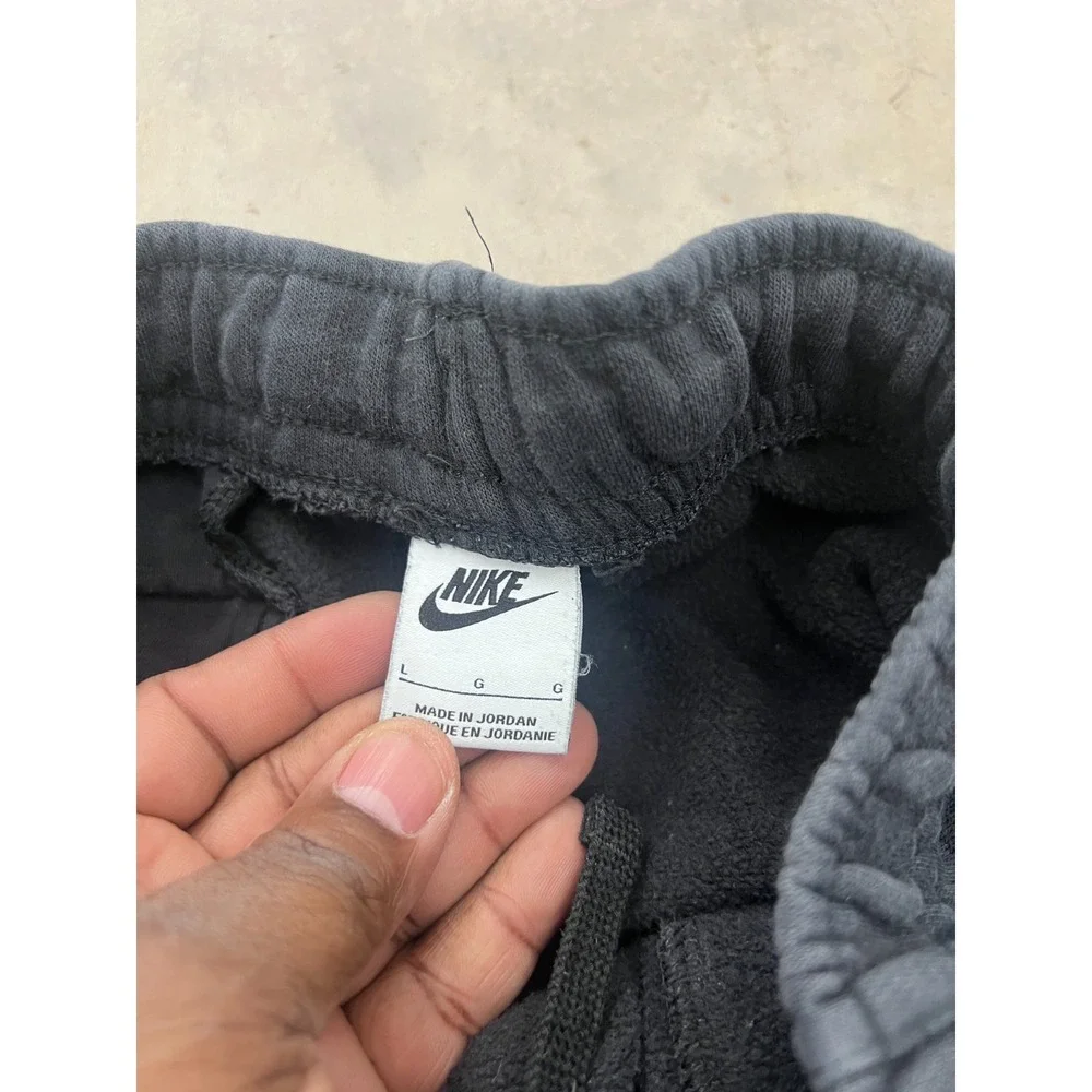 Nike Sweatpants Mens Large Faded Black Fleece Drawstring Joggers Gym Athletic